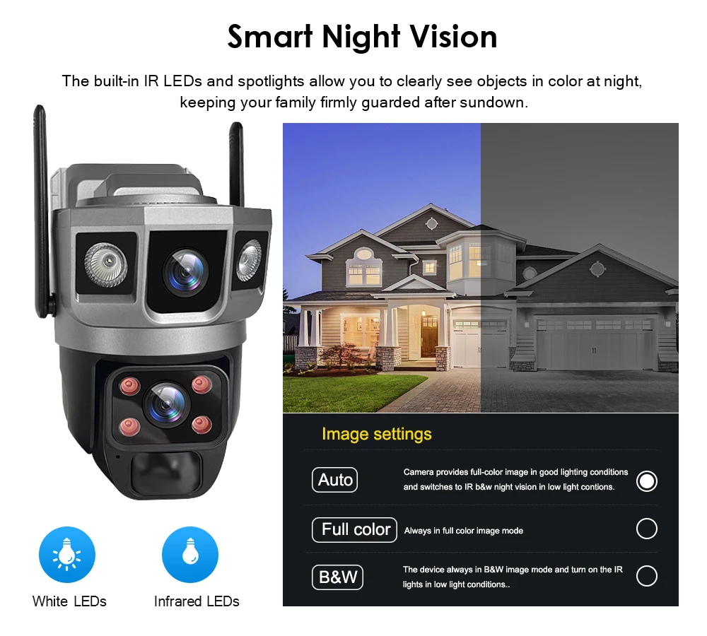 Bilişim Burada V380 Pro 12MP Güneş WIFI IP Kamera CCTV İki Lens Üç Ekran Otomatik Takip Dış Mekan 6K Güvenlik Gözetleme PTZ Kamera
